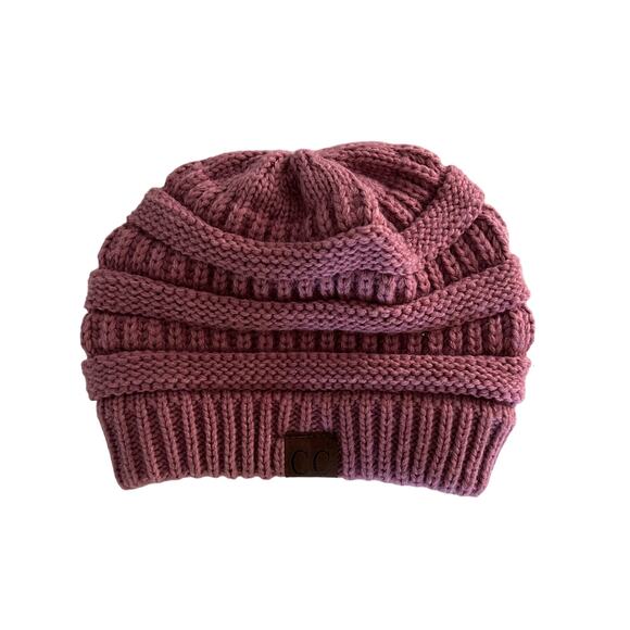 CC Brand Chunky Soft Stretch Cable Knit Warm Skully Beanie Raspberry Pink EUC - Picture 1 of 5